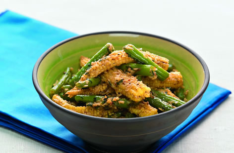 Sweetcorn and crunchy green beans
